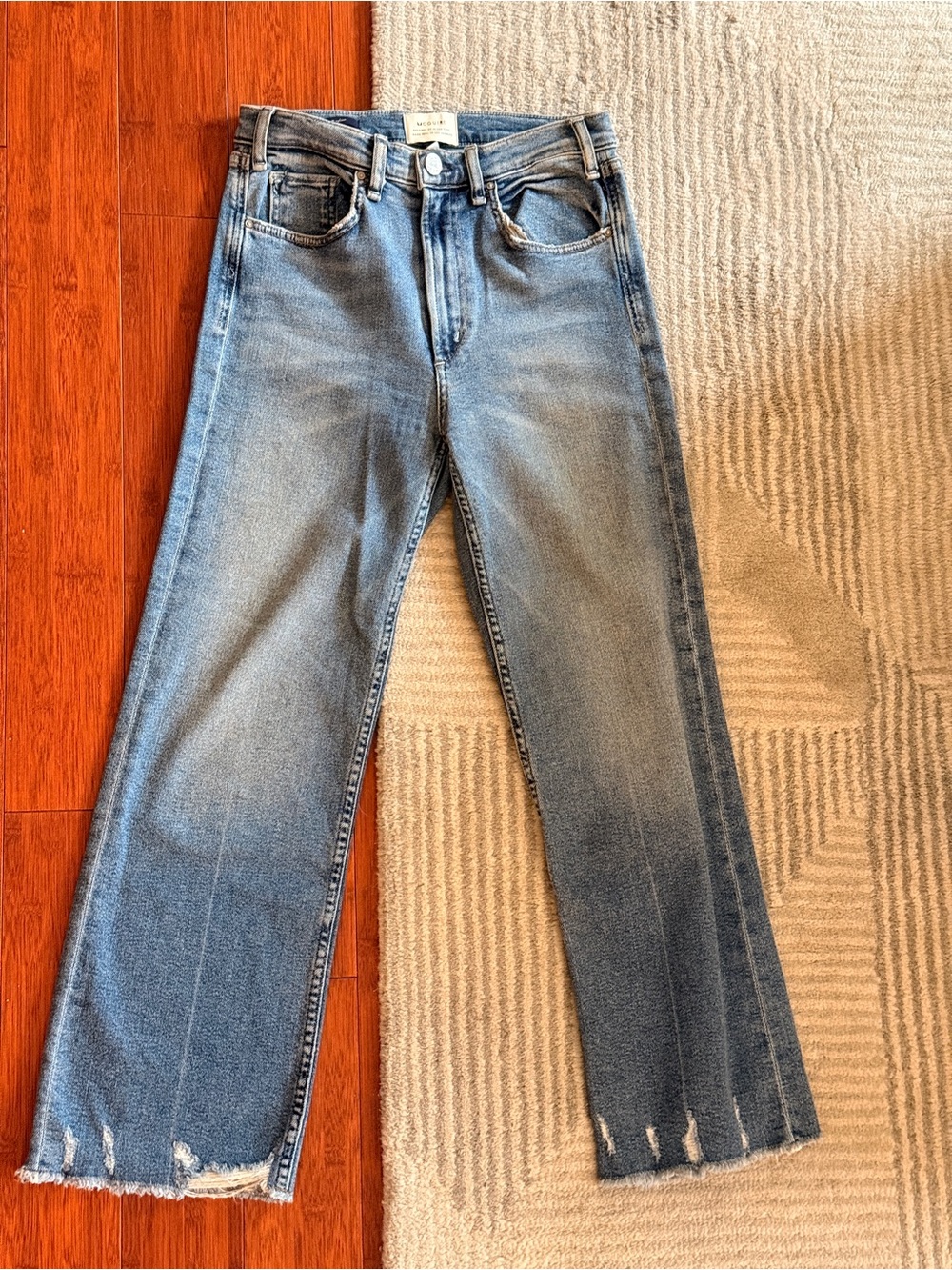 McGuire Denim Light Blue Skinny Jeans with Raw Hem Rare Discontinued